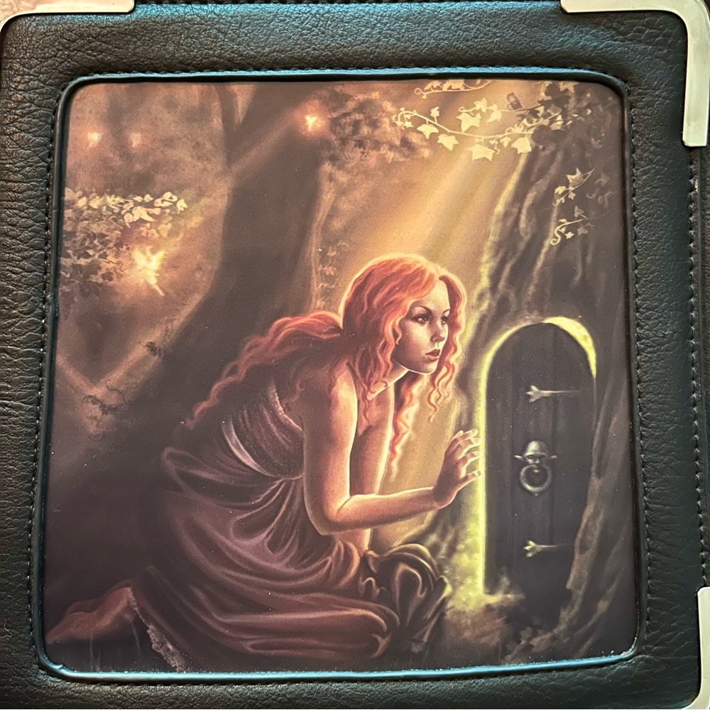 Lenticular black leather fairy purse